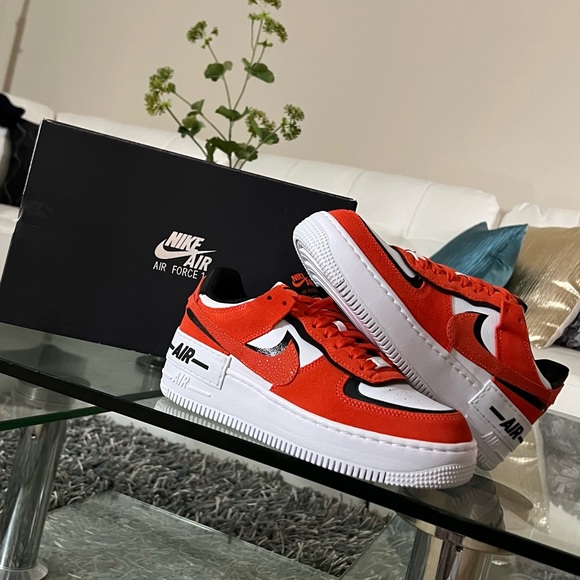 WOMEN Air Force 1 AF1 Shadow Rush Orange Black Guava Ice Platform Sneakers - Picture 5 of 12